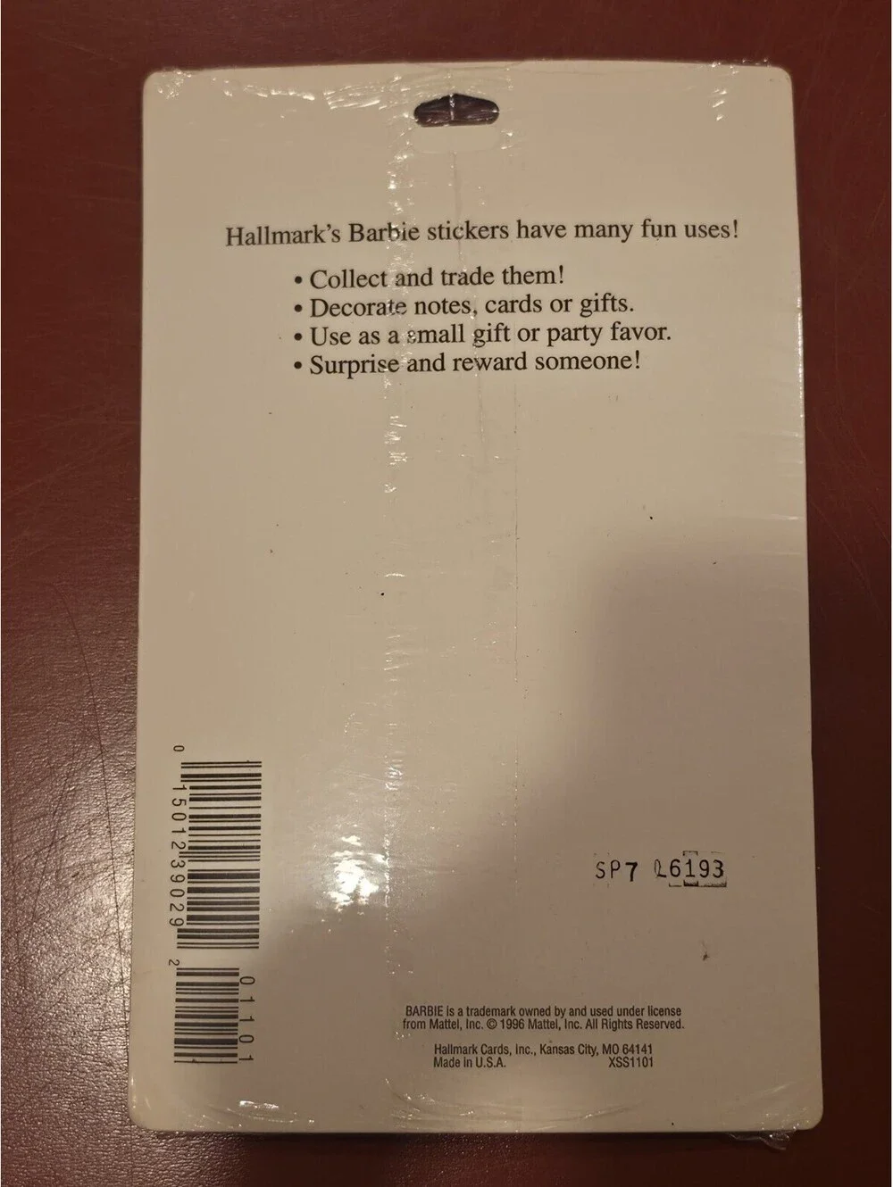 Rare Vintage 1996 Hallmark Christmas Barbie Stickers- 1 sheet